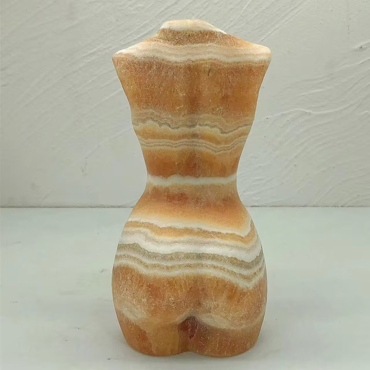 yellow calcite lady body carving