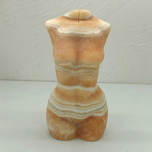 yellow calcite lady body carving