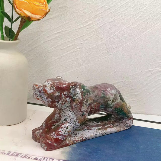 ocean jasper wolf carving