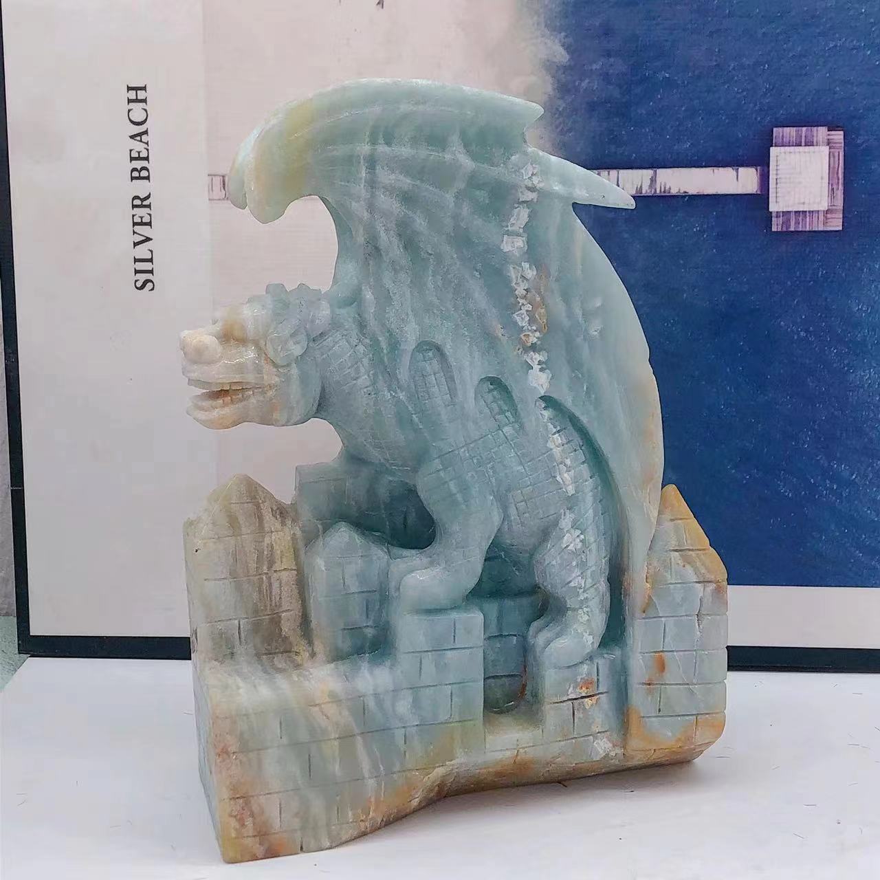 Caribbean Calcite dragon carving