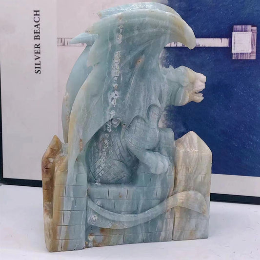 Caribbean Calcite dragon carving