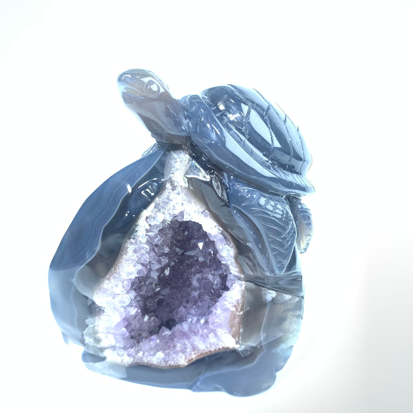 Purple geode agate turtle ornaments