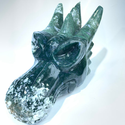 Dark green water grass agate dragon head