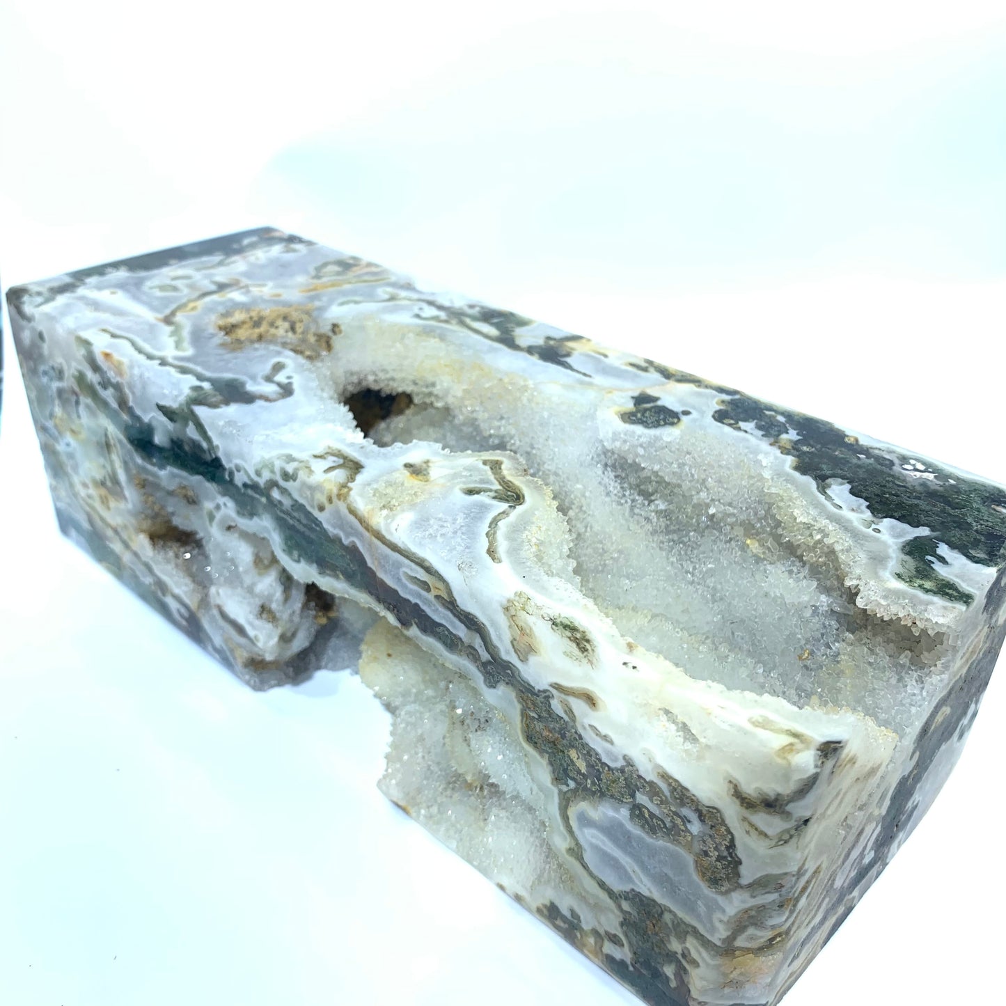 Water grass agate geode pillar