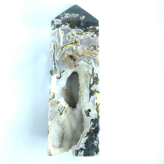 Water grass agate geode pillar